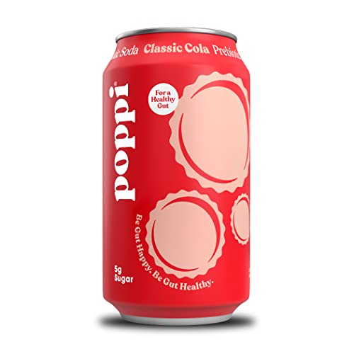 POPPI Sparkling Prebiotic Classic Cola Soda w/ Gut Health & Immunity Benefits, Beverages made with Apple Cider Vinegar, Seltzer Water & Cola Flavors, Low Calorie & Low Sugar Drinks, 12oz (12 Pack)