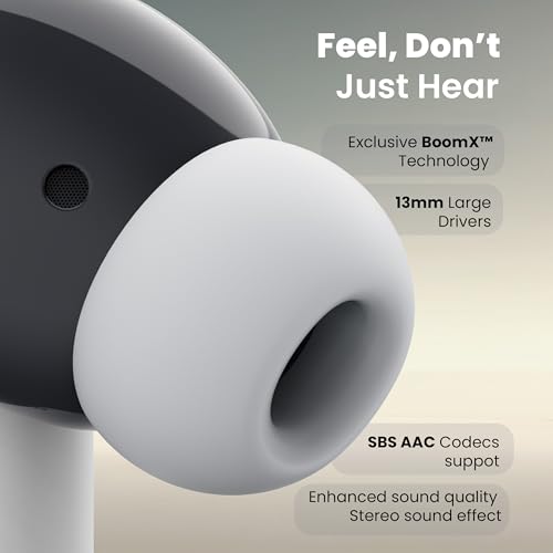 Image of GOBOULT W40 TWS with Zen Quad Mic ENC, 48Hr Playtime,13mm Large Drivers, 45ms Low Latency Gaming, 5.3v Bluetooth Calling, Fast Charging, Health Monitoring (Ivory White)