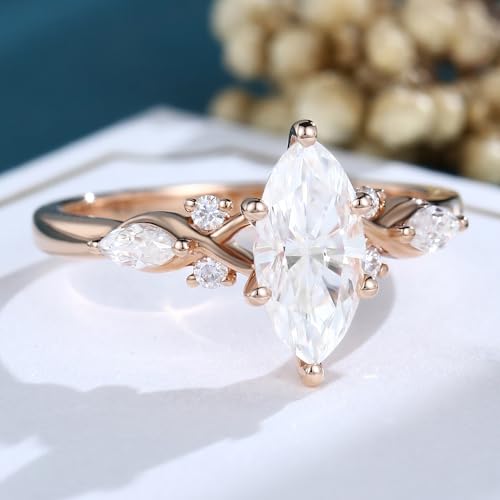 1.108-3.108 Carat Natural Diamond/Lab-Grown Diamond/Moissanite Engagement Ring for Women Pear/Marquise/Oval/Emerald Cut Vintage Wedding Ring in Sterling Silver/10K/14K/18K Solid Gold3