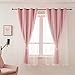 LUGOTAL Pink Curtains for Girls Bedroom Kids Baby Room Decor Cute Double Layer Star Cutout Curtains Room Darkening Window Curtain for Nursery (Pink, 42W x 84L,2 Panels)