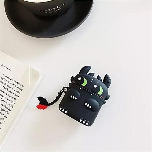 Image of Dezet Cute Soft Silicone Pouh Case for Airpods Pro GEN-2 (2022) � 3D Cartoon Animal Character Cover with Keychain Ring, Shockproof & Dustproof Protective Case for Kids & Girls (Dragon)