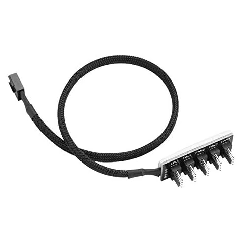5-Port Fan Splitter Hub Adapter,4-Pin PWM CPU Cooling Fan Splitter Hub Adapter,Braided Cable 1 Female to 5 Male,Compatible with 3-pin CPU or Case Fans Cover