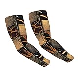FJAUOQ Denim Leopard Patchwork Cooling Arm Sleeves Unisex Sports Tattoo Sleeve Covers