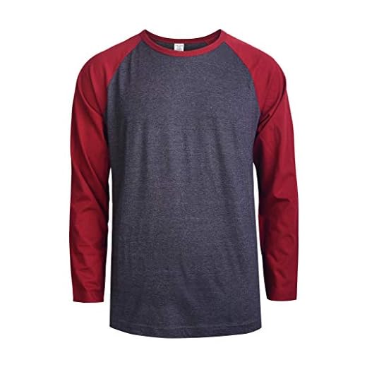 TOP PRO Men's Full Length Sleeve Casual Raglan Cotton Baseball Tee Shirt (L, Burgundy/Charcoal)