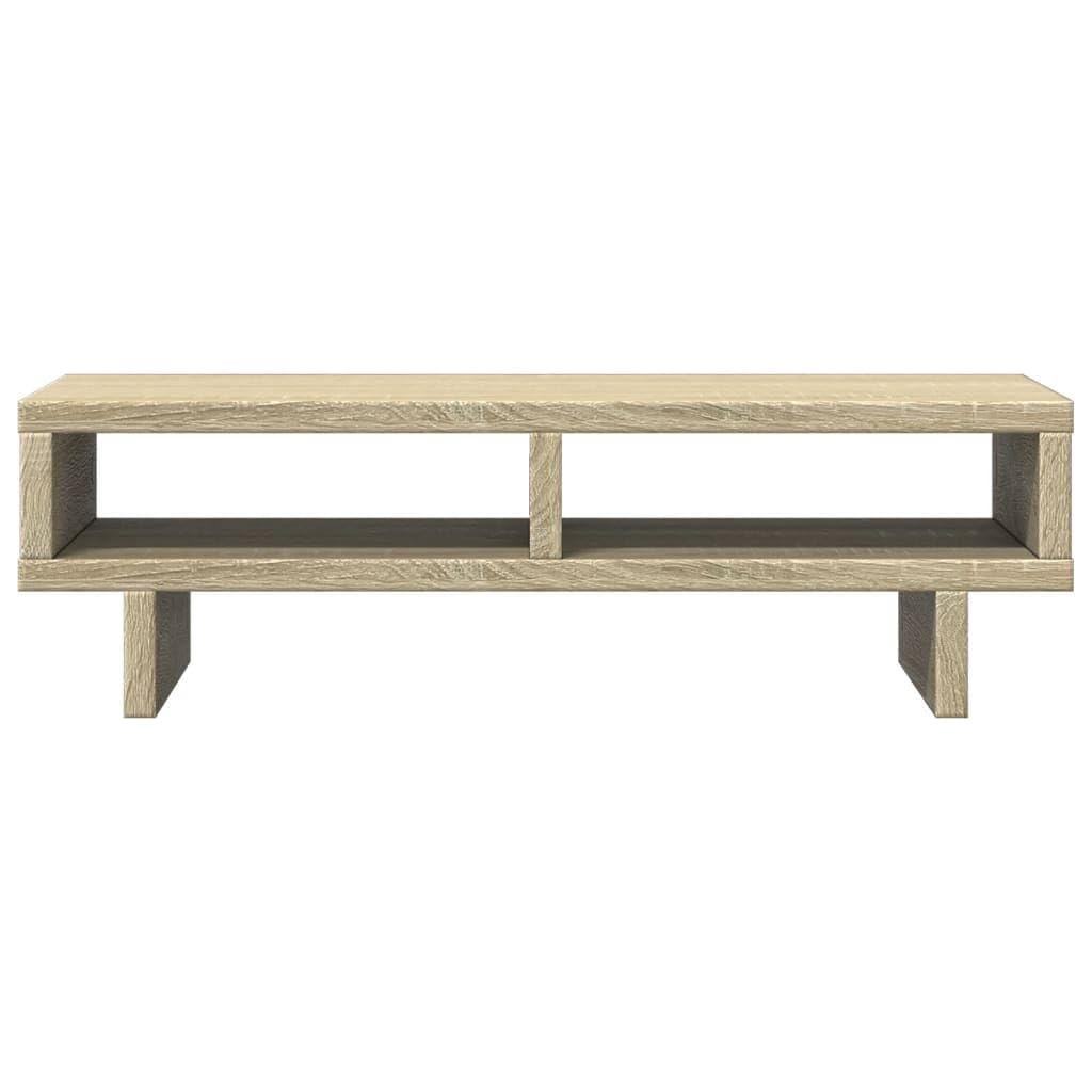 Supporto per monitor in rovere Sonoma, 50 x 27 x 15 cm, con 2 scomparti, portata fino a 25 kg, per scrivania, ufficio, casa, gaming, postazione di lavoro, ergonomia