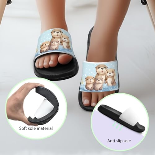 Image of Unisex Slides for Girls Boys Comfortable Slippers Slides Non-slip Shower Shoes House Fashion Thick for Indoor & Outdoor Gifts