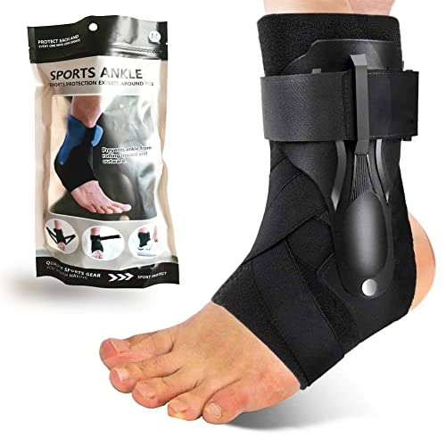 Ankle Brace for Sprained Ankle, Ankle Support Brace with Side Stabilizers for Men & Women , Ankle Splint Stabilizer Volleyball, Basketball, Ankle Supports for Women (Update L)