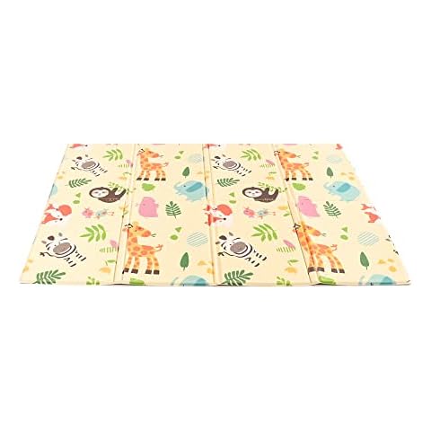 KandyToys Folding Wild Life Baby Play Mat | Thick Padded XPE Baby Crawl Mat | Waterproof | Safe Cover