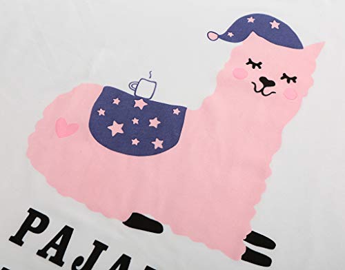 Image of YIJIU Women Short Sleeve Tee and Shorts Pajama Set Cute Alpaca Print Sleepwear