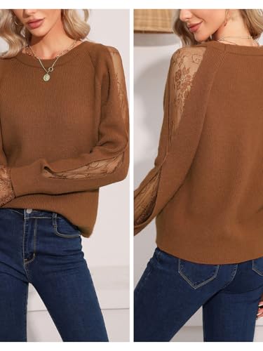 Women's Lace Sleeve Knit Sweater for Spring4