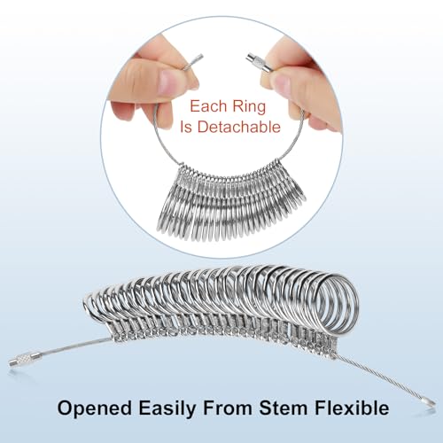 ring sizer measuring tool kit upgraded 27 pcs stainless steel measuring ring tool us ring size 0-13 with half size 2 pcs reusable finger size 1-17 usa rings size with magnified glass