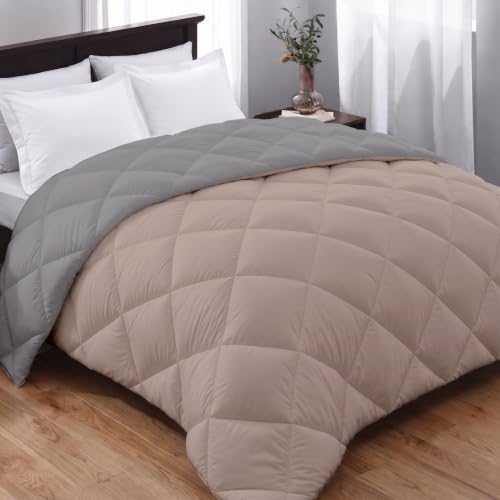 Image of AYKA Reversible Comforter 220 GSM Microfiber Reversible AC Comforter /Blanket for Winter /Quilt /Duvets for King Size Single Bed Comforter (60 * 90, Grey & Taupe)| TC - 220