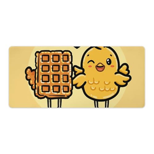 Tapis de souris 40x90cm gaufres et poulet pour votre bureau