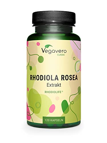 RHODIOLA ROSEA Vegavero® | Rhodiolife®: Estratto Premium di Marca | 3% Rosavine e 1% Salidroside | per Buon Umore, Concentrazione e Memoria | 120 capsule | Vegan