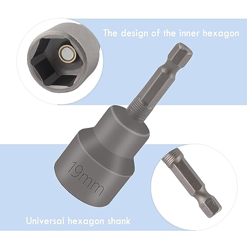 Image of 2PCS Trailer Jack Drill Adapter,1 /4 inch Quick Connect RV Leveling Jacks Socket Set Fits 19mm Hex Drive,Strong Magnetic RV Stabilizer Jacks Drill Adapter for Car Camper Trailer RV
