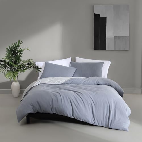 Calvin Klein - QueenDuvet Cover Set, Reversible Tencel Bedding with Matching Shams, Oeko-Tex Certified (Slate Blue, Queen)