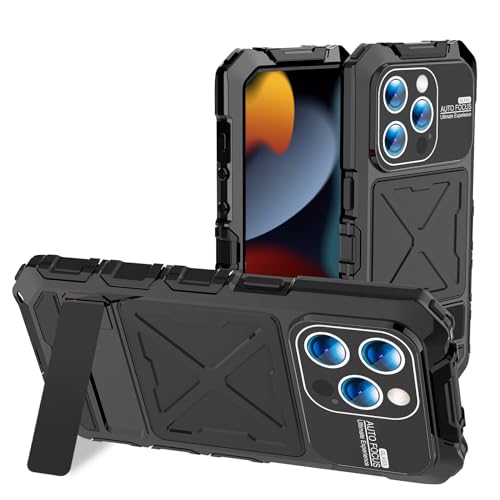 Coque métal iPhone 15 Plus noire protection militaire en aluminium et TPU antichoc robuste