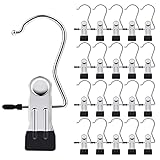 20 Piece Laundry Hook Boot Clips Hanger Clips Hold Hanging Clothes Pins Hooks Portable Stainless Steel Home Travel Hangers Clips Closet Hangers-Black