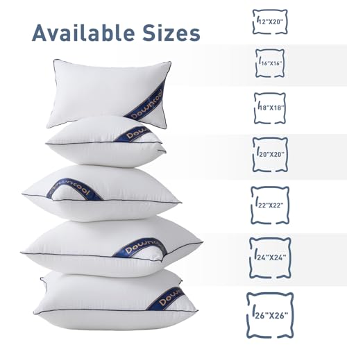 DOWNCOOL Throw Pillow Inserts (Pack of 1) - 18 x 18 White Square Pillow Inserts for Sofa Bed - Indoor Decorative Couch Pillows