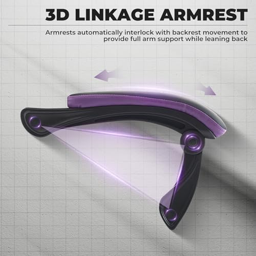 Image of Purple Gaming Chair with Headrest and Lumbar Support, High Back Computer Office Desk Chair with Footrest, 360 Swivel Height Adjustable Recliner Game Chair