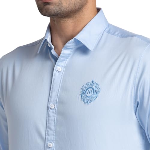 Image of Raymond Slim Fit Medium Blue Casual Shirt for Men