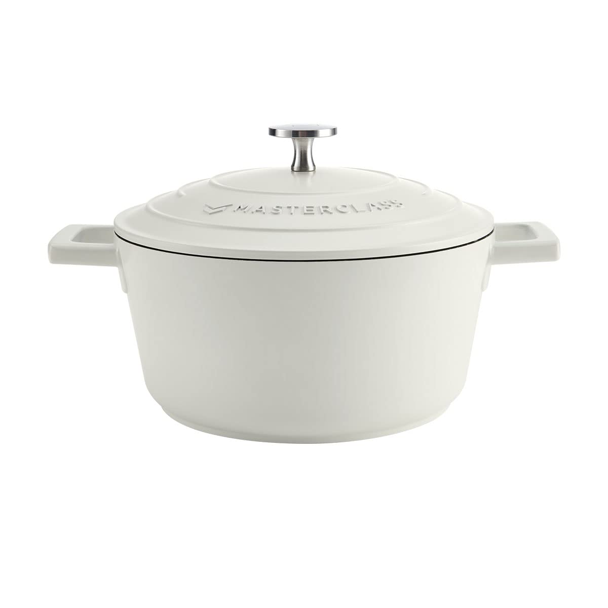 MasterClass Petite cocotte avec couvercle 2,5L/20 cm, en fonte d'aluminium légère, adaptée à la plaque à induction et au four, crème