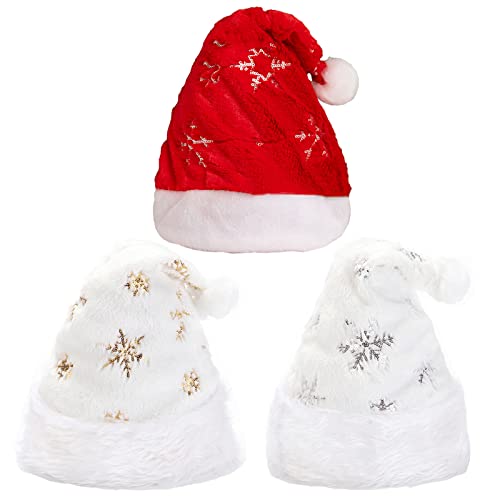 dancepandas Bonnet de Noel Adulte 3PCS Chapeau de Noel Enfant Adulte Grand Luxe Classique Bonnet Pere Noel Chapeau de Père Noël en Peluche Bonnet Noel 29 * 40cm Cover