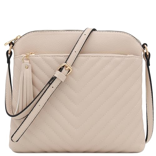 FashionPuzzle Chevron Quilted Medium Crossbody Bag...
