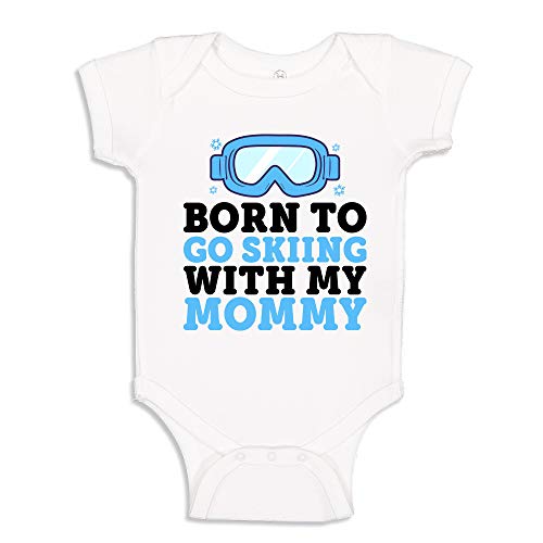 Skiing Baby One Piece Bodysuit Born to Ski with My Mommy Toddler T-Shirt