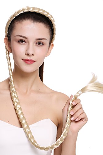 WIG ME UP- N1038-613 Extensión de pelo aro de pelo trenzado con trenza muy larga traje rubia plata 95 cm