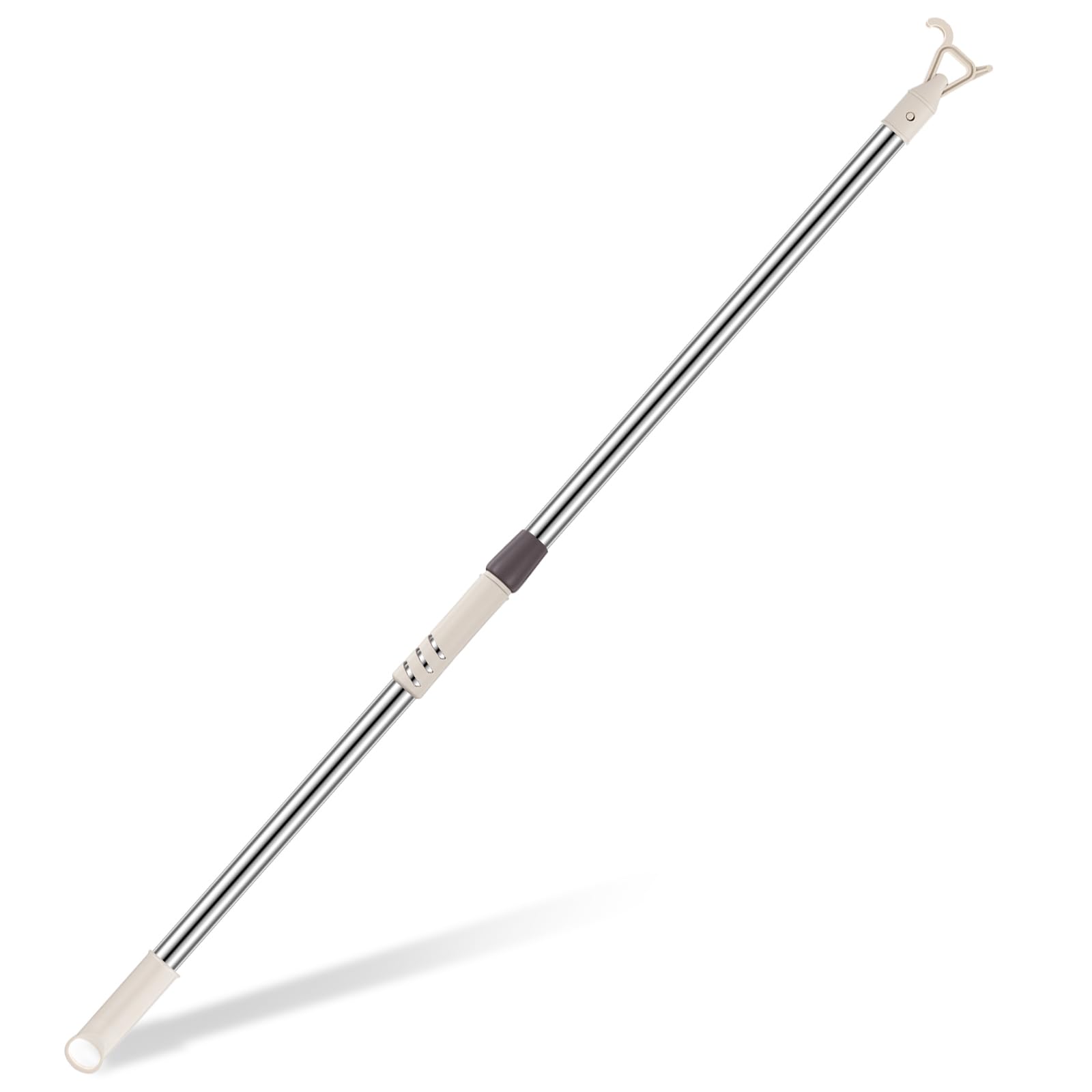 reallnaive 1 pack telescoping skylight pole with hook up 47 to 118 inch wand for blinds tension rod blinds shades stainless steel adjustable curtain pull wand for skylight cordless window (beige)
