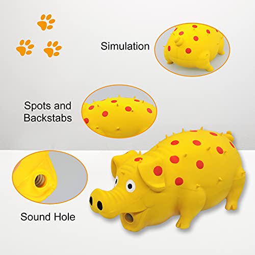 Andiker Dog Squeaky Toy, Dots Latex Dogs Chew Toys with a Oinks Sound Squeaker Grunting Pig Dog Toy Durable Self Play 8" Dogs Squeeze Toy for Dental Biting Chasing to Kill Boring Time (Yellow) - Image 6