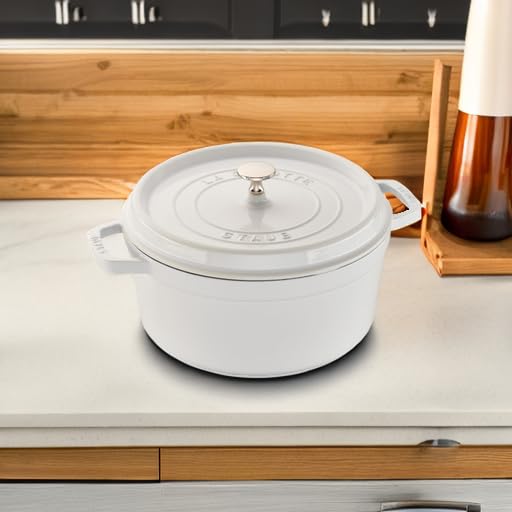 Image of STAUB Cast Iron Dutch Oven 5.5-qt Round Cocotte, Made in France, Serves 5-6, White