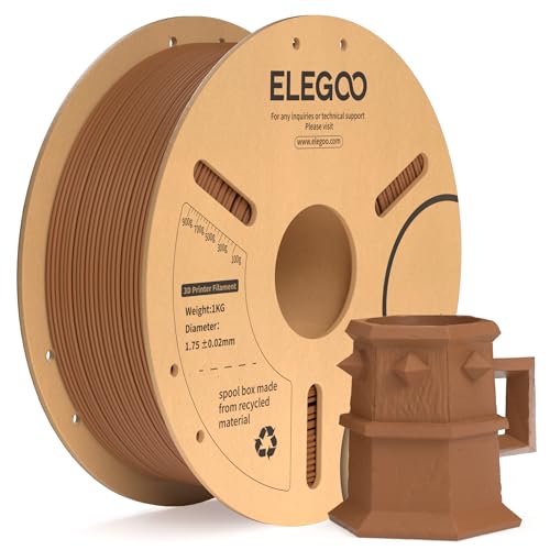 ELEGOO PLA+ Filament 1.75mm Brown 1KG PLA Plus Tougher and Stronger 3D Printer Filament Dimensional Accuracy +/- 0.02mm 1kg Cardboard Spool(2.2lbs) Fits for Most FDM 3D Printers
