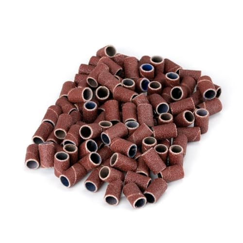 LALILL 100 pzs. Capuchones Abrasivos Grano 120 - Manguitos Abrasivos Bandas Abrasivas Taladro Lijado - Bandas para el Cuidado de los Pies Mandrell Fresas para Uñas - Accesorio para Manicura Pedicura