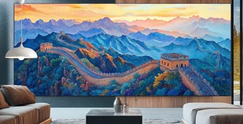 cppxinng Diamond Art China 12x32in Great Wall DIY Crystal Gem Art Painting Kit for Adults