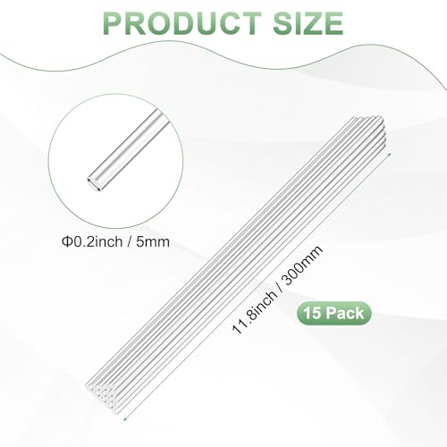 Image of M METERXITY 15-Pack Acrylic Round Rods, 11.8 x 0.2 Inch / 300 x 5 mm Clear Acrylic Dowel Rods Sticks Plastic Sticks Strip for DIY Crafts Lighting Gardening Decorations