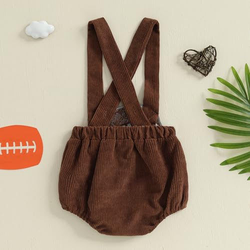 Newborn Baby Boy Girl Football Outfit Rugby Embroidery Corduroy Overall Shorts Backless Bubble Romper Cute Jumpsuit4