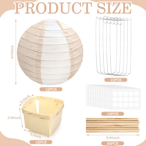 Image of Retisee 12 Sets Baby Shower Hot Air Balloon Table Centerpieces for DIY Hot Air Balloon Party Decors Gender Reveal First Birthday Centerpiece for Wedding Birthday(Nude Striped,9.84 Inches / 25 cm)