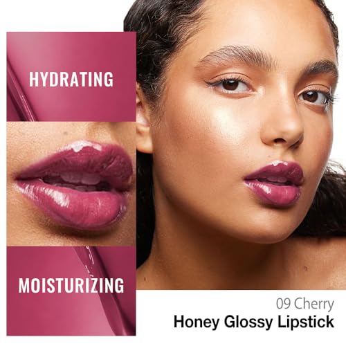Image of Cherry Honey Lipstick Tinted Lip Balm - Shine Moisturizing Lipstick for Women, Natural Nourishing Hydrating Lip Gloss Stain for Dry Lips, Tint Sheer Lightweight Makeup, Vegan - 1Pc #09 Cherry