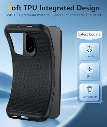 Image of FNTCASE for OnePlus 15 Case: 14FT Heavy Duty Military Grade Drop Protection for One Plus 15 Case with Screen Protector, Non-Slip Anti-Fingerprint Shockproof Matte Soft TPU Phone Cover - Black
