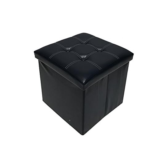 Mobili Rebecca® Baules de Polipiel Puf Plegable Cajas almacenar Taburete Arcón Puff Polipiel BLU Pasillo Hogar 38 x38 x 38 cm (Cod. RE4922)