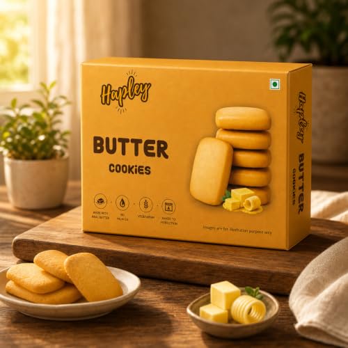 Hapley Tea Time Butter Cookies 300g, Buttery Crunch for Perfect Tea-Time Moments