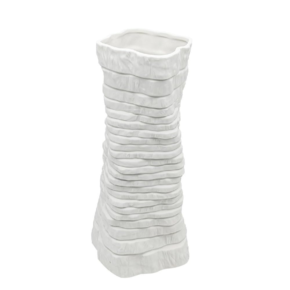 Jarrón de cerámica Jarrón de cerámica Blanca for arreglos Florales hidropónicos, diseño en Capas, Ideal for Decorar la Mesa Sala Estar Florero(Medio)