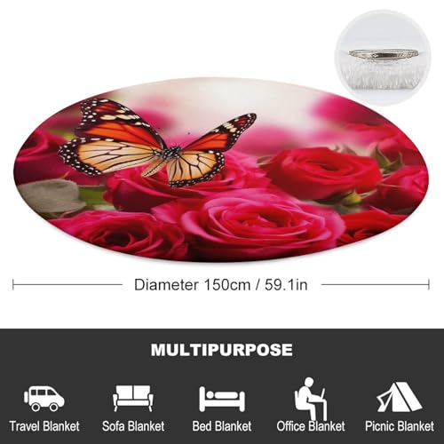 Couverture de plage ronde microfibre serviette de bain anti sable 150 cm