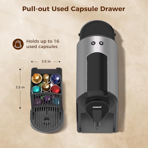 Image of CHULUX Compact Espresso Machine, 20 Bar Single Serve Coffee Maker, Dual Brew Sizes for Espresso and Lungo, 1400W Rapid Brewing, Mystic Gray (Upgrade Model)