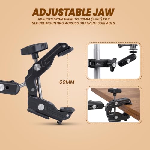 Image of Hiffin HF-17 Magic Arm with Super Clamp for Camera, Monitor, Mobile & LED Light | 360 Ball Head | 1 /4 inch & 3 /8 inch Thread Mount | Aluminium Alloy Articulating Arm for Photography & Video Shooting