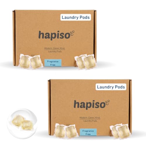 Image of Hapiso Laundry Pods Fragrance Free Liquid Detergent | 5-in-1 Pods, Detergent Pods for Washing Machine | Front & Top Load | Tough on Stains & Odour | 30 Eco-Friendly Washing Pods