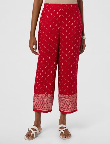 Image of Rangriti Red Liva Palazzo Pants for Women
