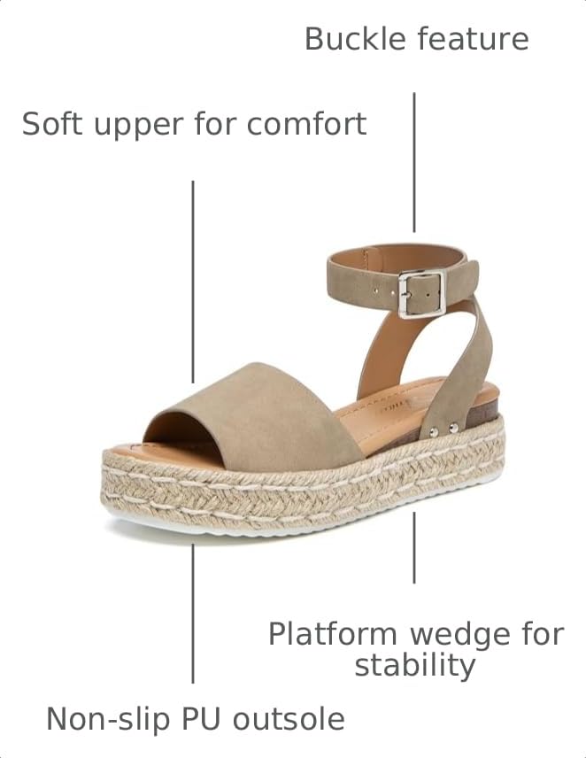 Image of Athlefit Women's Espadrille Platform Wedge Sandals
